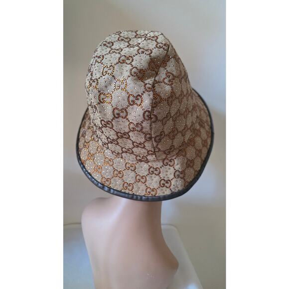 Gucci Beige GG Monogram Studded bucket hat L sz - Picture 6 of 15